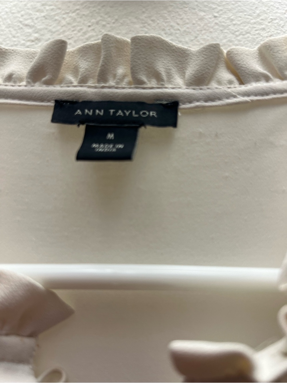 Ann Taylor Ivory Ruffle Cap-Sleeve Button-Front Blouse - Picture 2 of 3